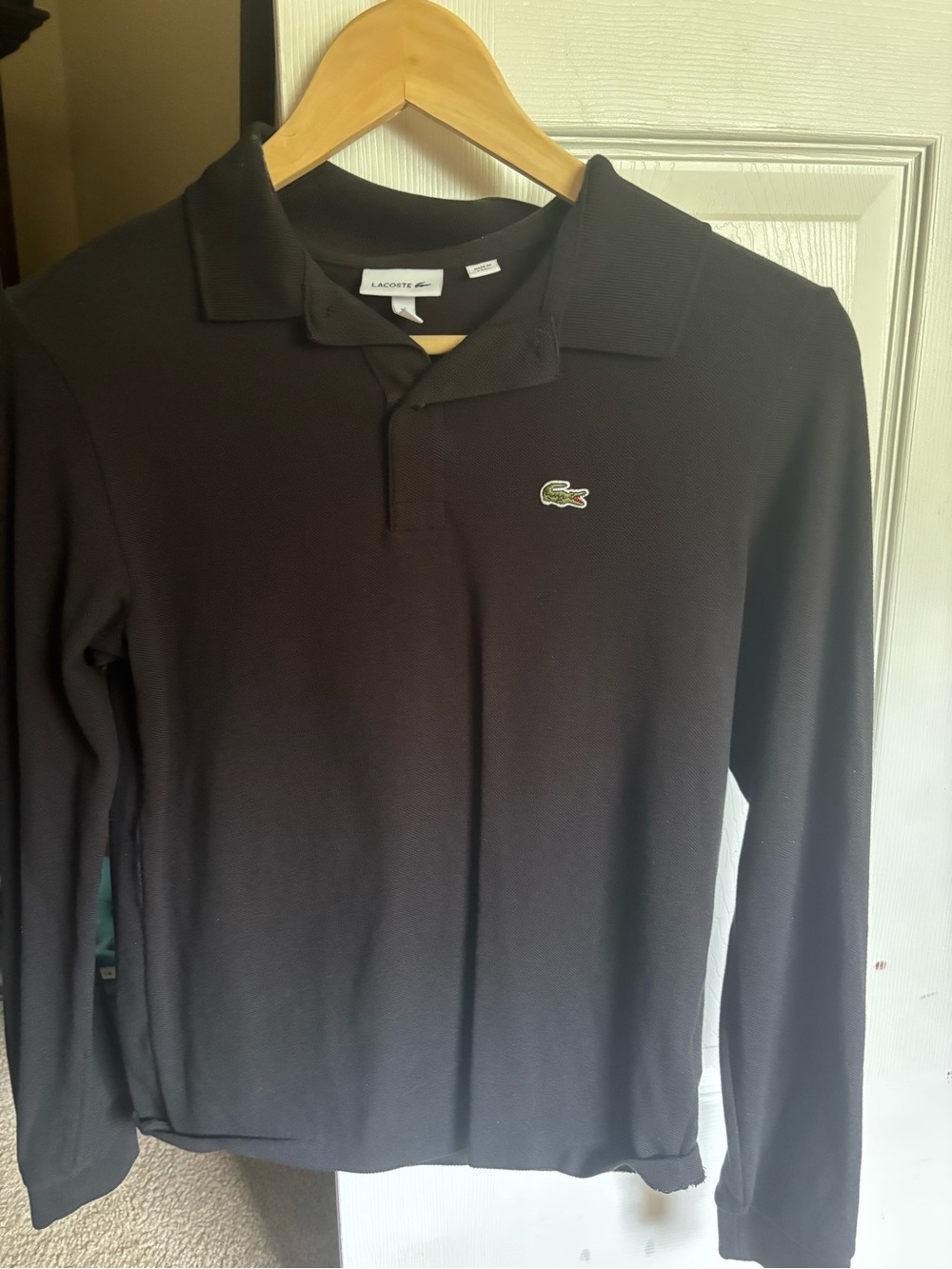 Lacoste Boys Long Sleeve Polo Shirt - Black- size 14